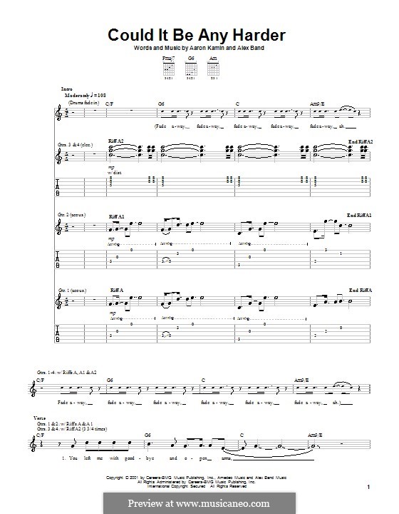 Could It Be Any Harder (The Calling): Гитарная табулатура by Aaron Kamin, Alex Band