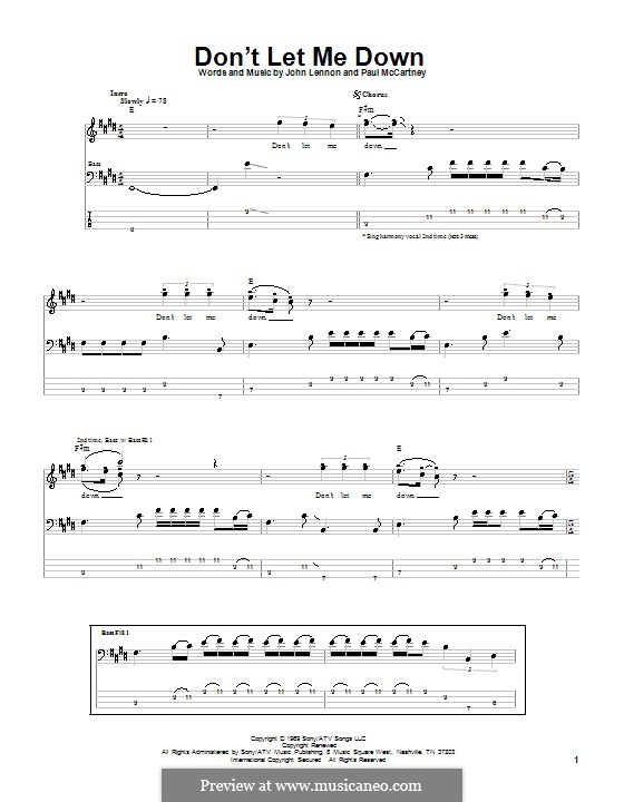Don't Let Me Down (The Beatles): Для бас-гитары с табулатурой by John Lennon, Paul McCartney