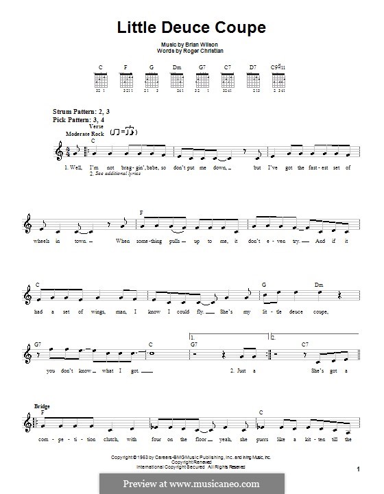 Little Deuce Coupe (The Beach Boys): Для гитары (очень легкая версия) by Brian Wilson, Roger Christian