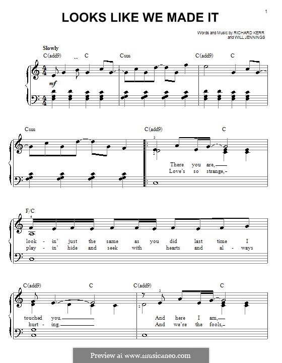 Looks Like We Made It: Для начинающего пианиста by Richard Kerr, Will Jennings