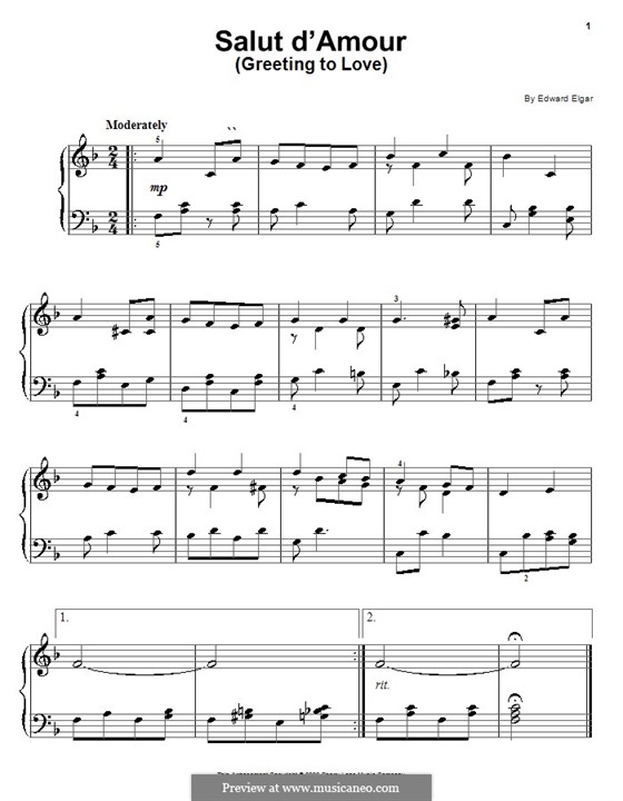 Любовное приветствие, Op.12: Для фортепиано (ноты высокого качества) by Эдуард Элгар