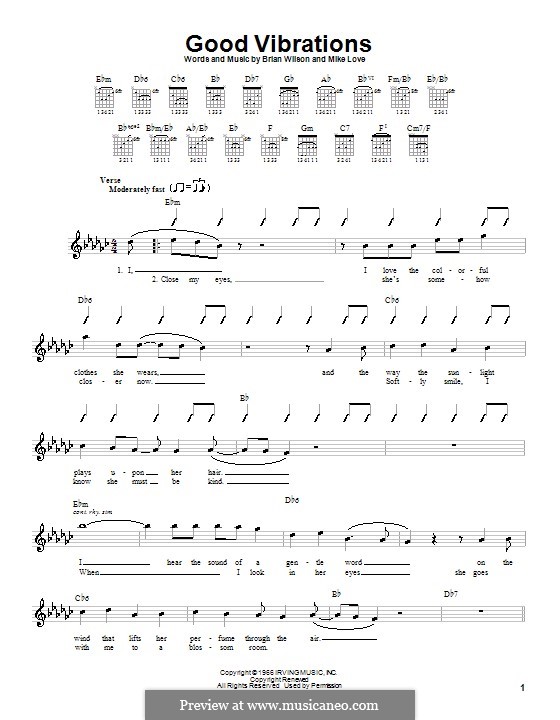 Good Vibrations (The Beach Boys): Для гитары (с вариантом боя) by Brian Wilson, Mike Love