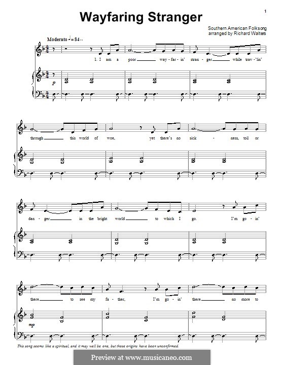Wayfaring Stranger: Для голоса и фортепиано (или гитары) by folklore