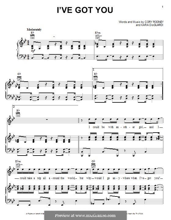 I've Got You (Marc Anthony): Для голоса и фортепиано (или гитары) by Cory Rooney
