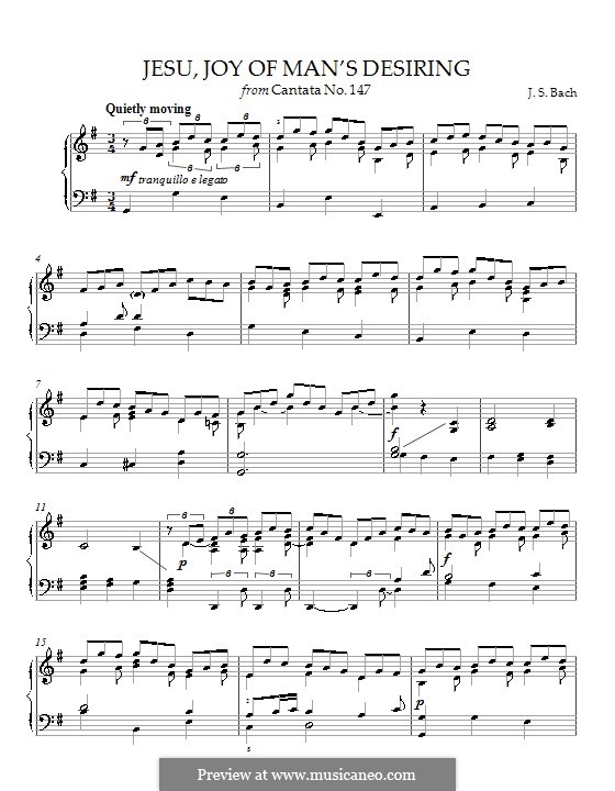 Jesu, Joy of Man's Desiring, for Piano: Для одного исполнителя by Иоганн Себастьян Бах