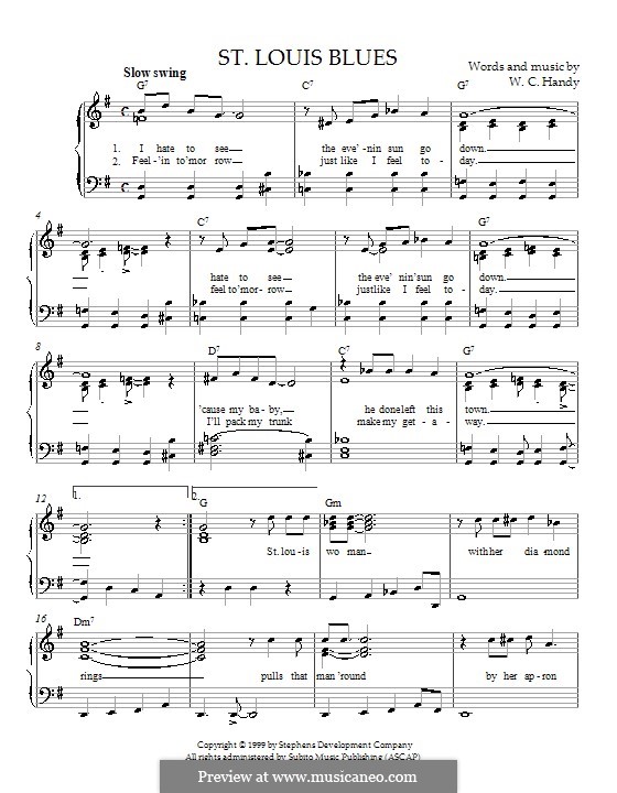 St. Louis Blues: Для фортепиано (легкий уровень) by Уильям Кристофер Хэнди