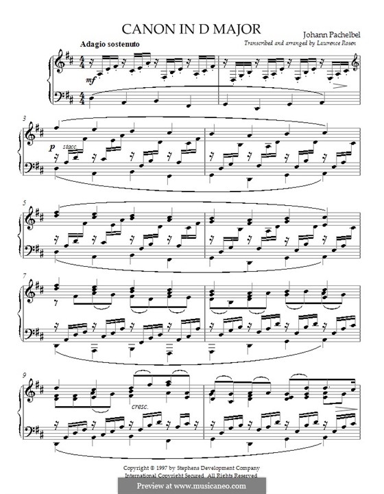 Pachelbel canon in d partitura