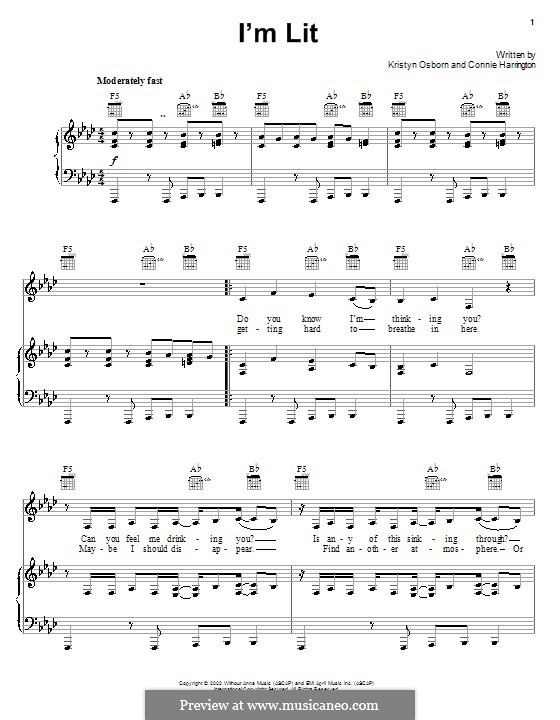 I'm Lit (SHeDAISY): Для голоса и фортепиано (или гитары) by Connie Harrington, Kristyn Osborn