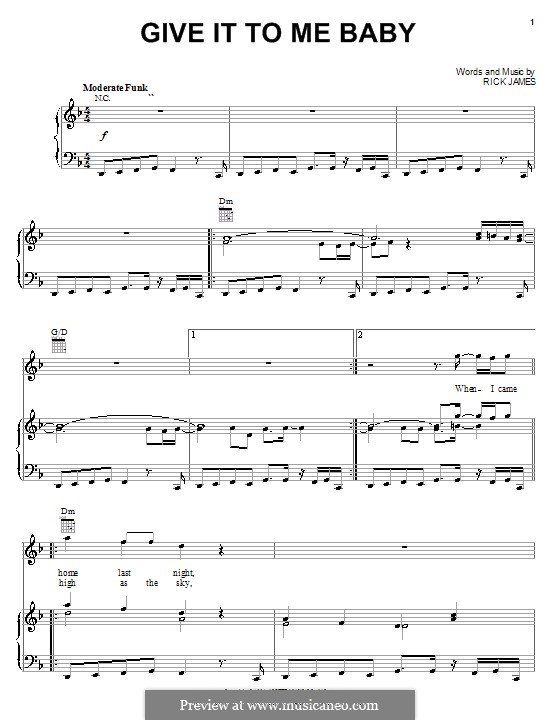 Give It To Me Baby: Для голоса и фортепиано (или гитары) by Rick James