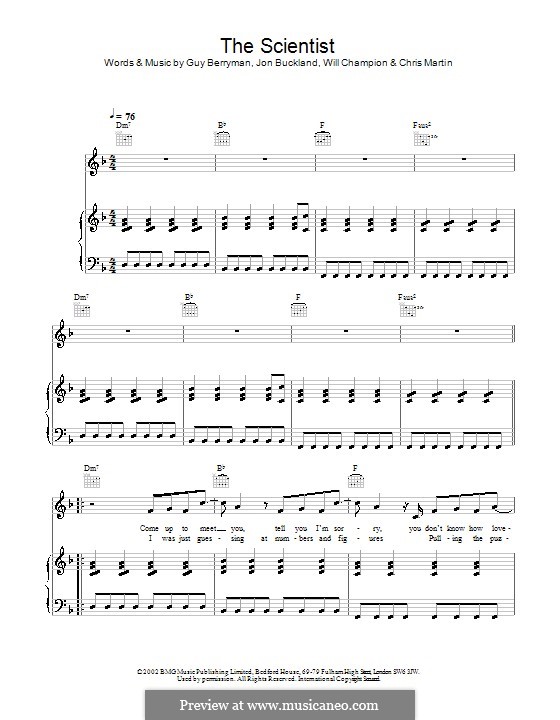 The Scientist (Coldplay): Для голоса и фортепиано (или гитары) by Chris Martin, Guy Berryman, Jonny Buckland, Will Champion