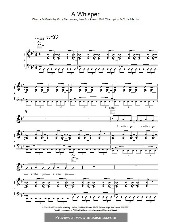 A Whisper (Coldplay): Для голоса и фортепиано или гитары by Chris Martin, Guy Berryman, Jonny Buckland, Will Champion