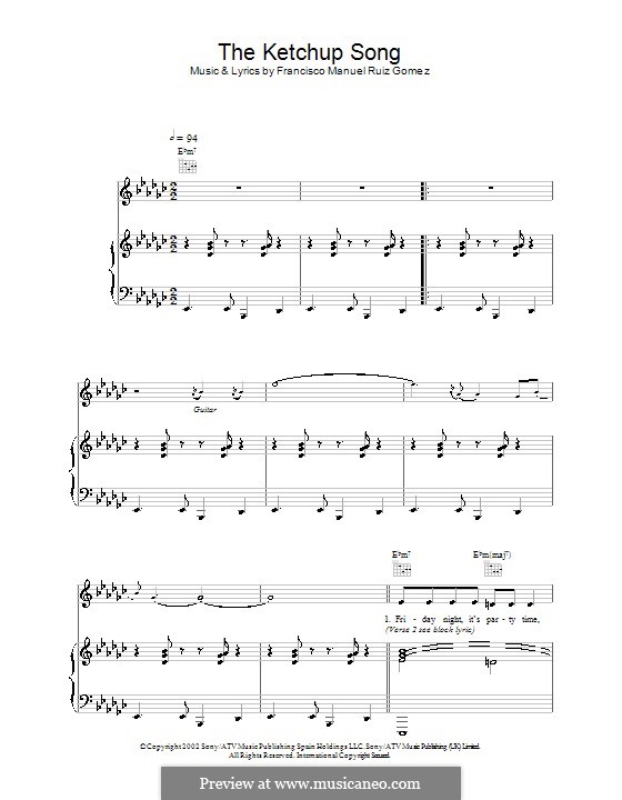 The Ketchup Song (Las Ketchup): Для голоса и фортепиано (или гитары) by Francisco Manuel Ruiz Gomez