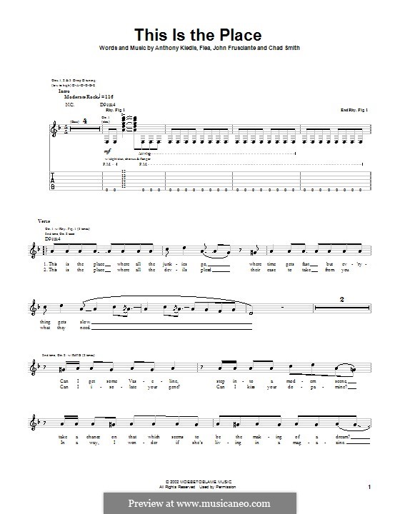 This Is the Place (Red Hot Chili Peppers): Гитарная табулатура by Anthony Kiedis, John Frusciante