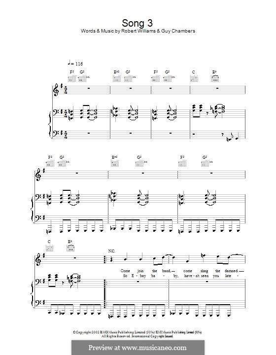 Song 3: Для голоса и фортепиано (или гитары) by Guy Chambers, Robbie Williams