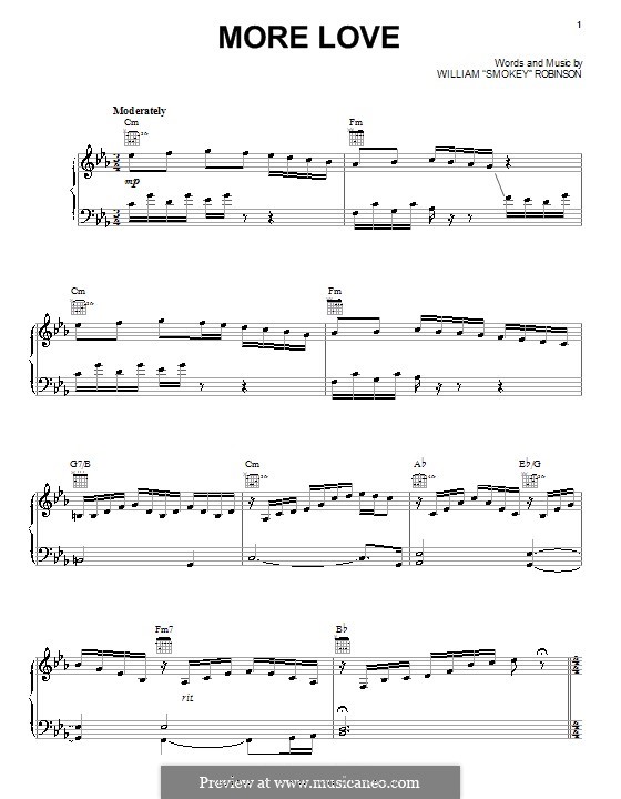 More Love (Smokey Robinson & The Miracles): Для голоса и фортепиано (или гитары) by Smokey Robinson