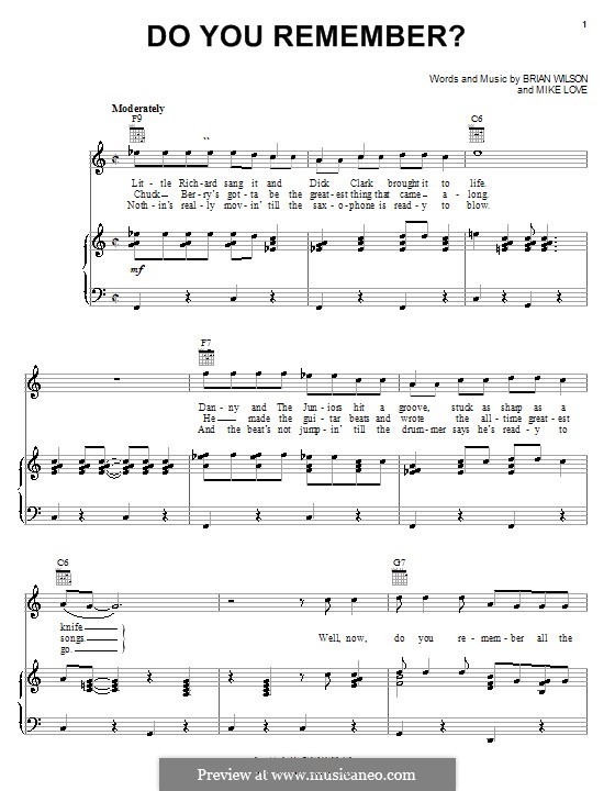 Do You Remember? (The Beach Boys): Для голоса и фортепиано (или гитары) by Brian Wilson, Mike Love