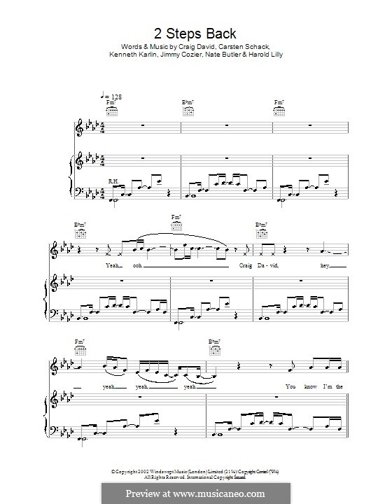 2 Steps Back (Craig David): Для голоса и фортепиано (или гитары) by Carsten Schack, Kenneth Karlin