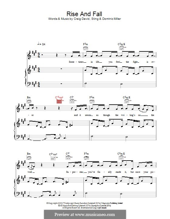 Rise and Fall: Для голоса и фортепиано (или гитары) by Sting, Craig David, Dominic Miller