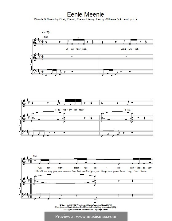 Eenie Meenie (Craig David): Для голоса и фортепиано (или гитары) by Leroy Williams, Trevor Henry