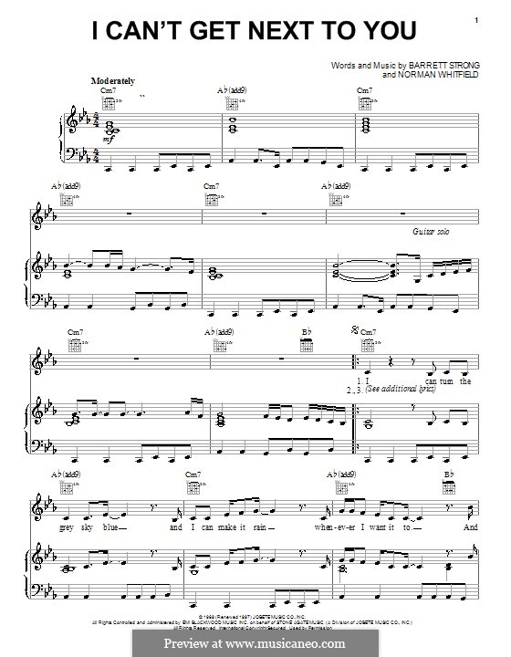 I Can't Get Next to You (The Temptations): Для голоса и фортепиано (или гитары) by Barrett Strong, Norman J. Whitfield