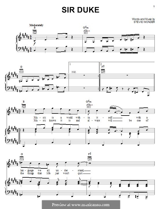 Sir Duke: Для голоса и фортепиано (или гитары) by Stevie Wonder.
