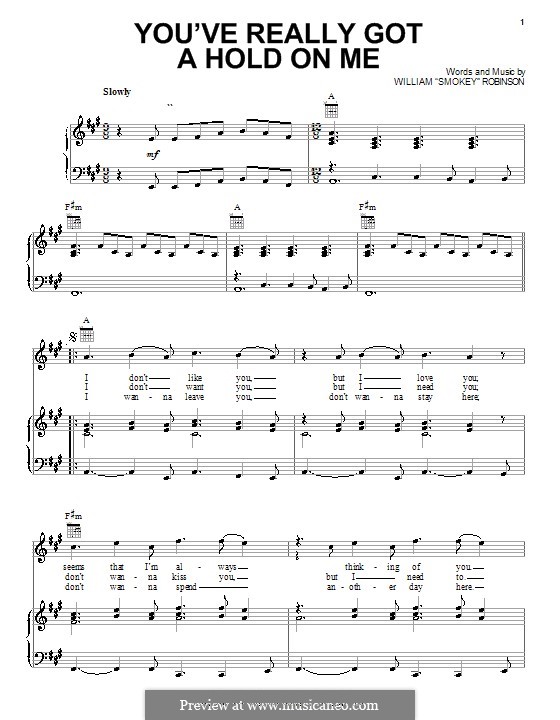 You've Really Got a Hold on Me: Для голоса и фортепиано (или гитары) by Smokey Robinson