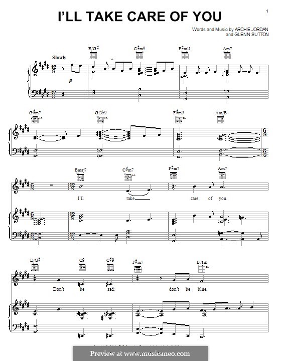 I'll Take Care of You (Steven Curtis Chapman): Для голоса и фортепиано (или гитары) by Archie Jordan, Glenn Sutton