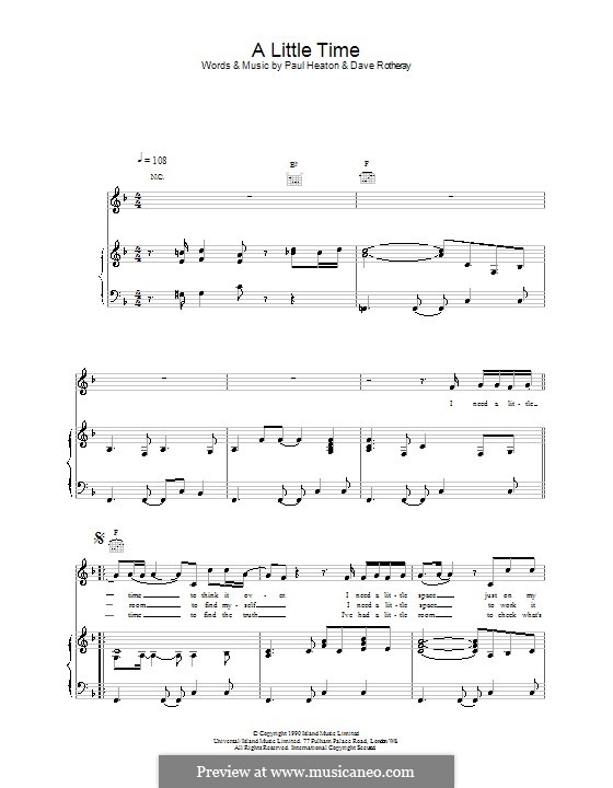 A Little Time (The Beautiful South): Для голоса и фортепиано (или гитары) by David Rotheray, Paul Heaton