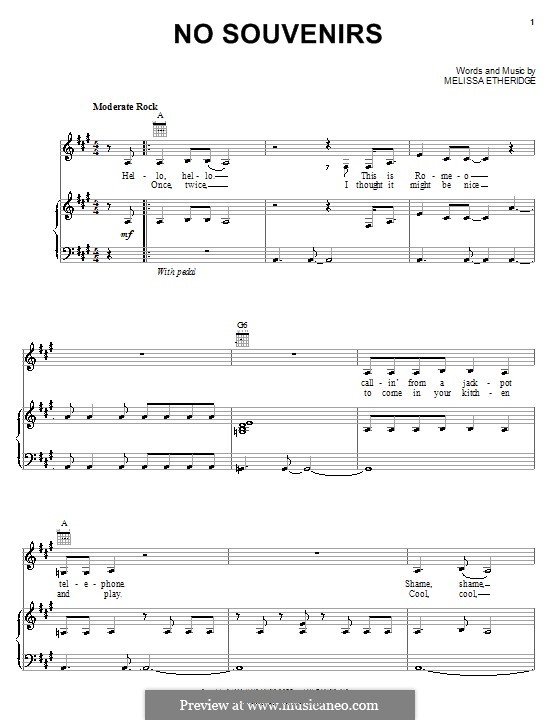 No Souvenirs: Для голоса и фортепиано (или гитары) by Melissa Etheridge