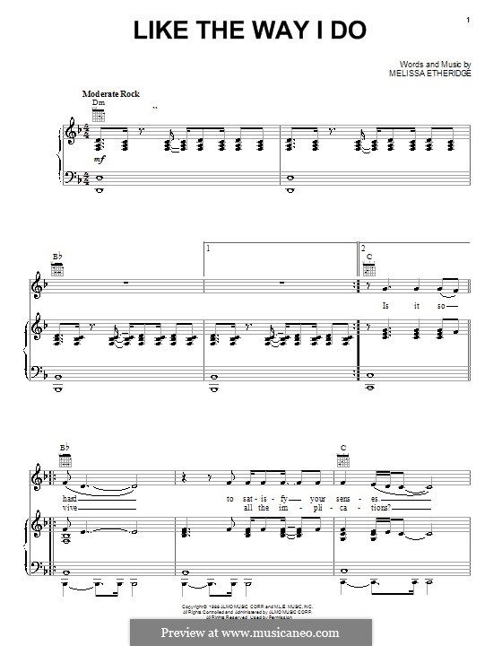 Like the Way I Do: Для голоса и фортепиано (или гитары) by Melissa Etheridge
