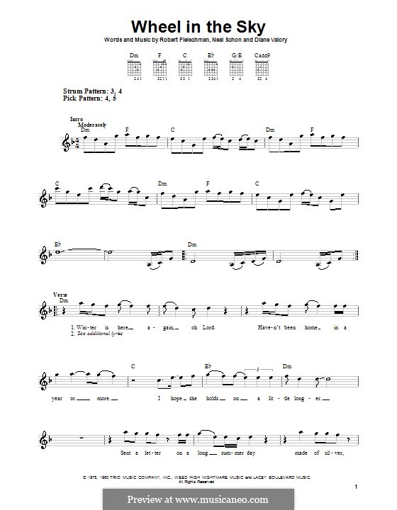 Wheel in the Sky (Journey): Для гитары (очень легкая версия) by Diane Valory, Neal Schon, Robert Fleischman