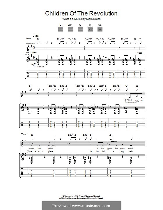 Children of the Revolution (T Rex): Для гитары с табулатурой by Marc Bolan