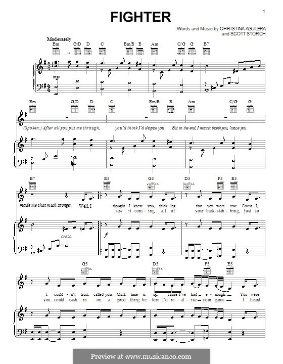 Fighter: Для голоса и фортепиано (или гитары) by Christina Aguilera, Scott Storch