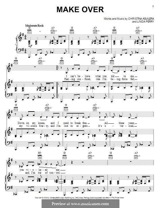 Make Over (Christina Aguilera): Для голоса и фортепиано (или гитары) by Linda Perry