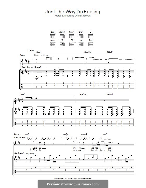 Just the Way I'm Feeling (Feeder): Для гитары с табулатурой by Grant Nicholas