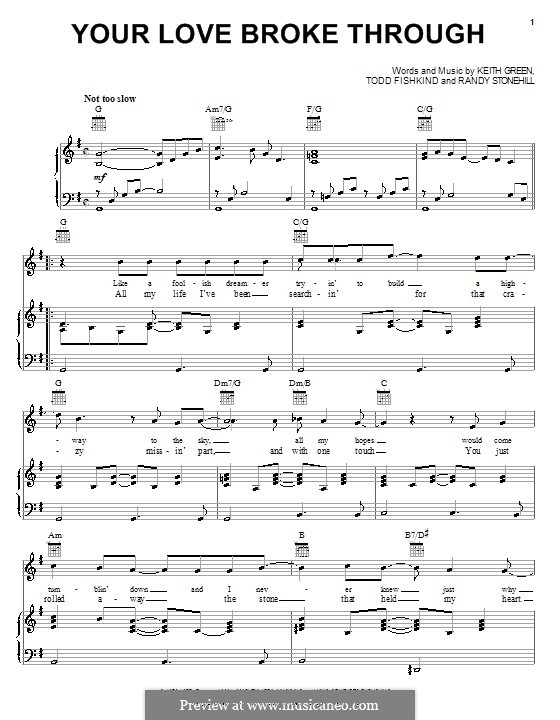 Your Love Broke Through (Keith Green): Для голоса и фортепиано (или гитары) by Randy Stonehill, Todd Fishkind
