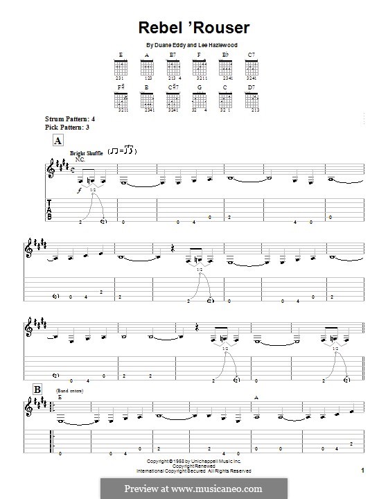 Rebel 'Rouser (Duane Eddy): Для гитары (очень легкая версия) by Lee Hazlewood