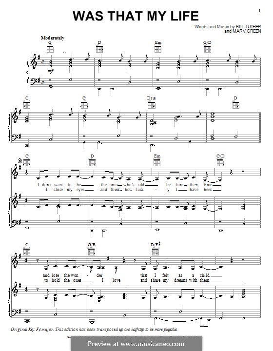 Was That My Life (Jo Dee Messina): Для голоса и фортепиано (или гитары) by Bill Luther, Marv Green