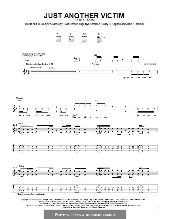 Just Another Victim (Cypress Hill): Гитарная табулатура by Erik Schrody, Leor Dimant, Page Nye Hamilton