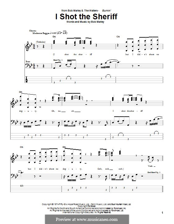 I Shot the Sheriff: Для бас-гитары с табулатурой by Bob Marley
