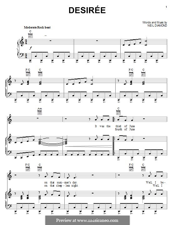 Desiree: Для голоса и фортепиано (или гитары) by Neil Diamond