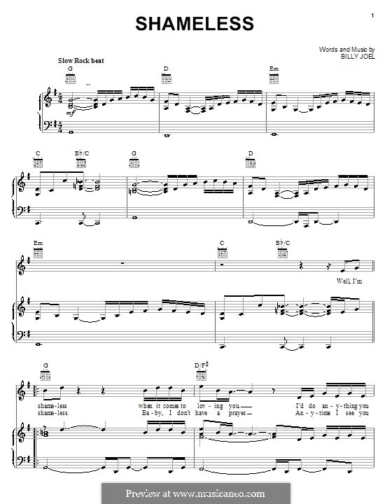 Shameless: Для голоса и фортепиано (или гитары) by Billy Joel