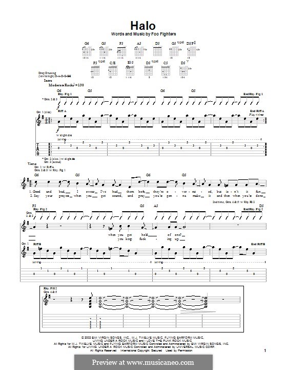 Halo: Гитарная табулатура by Foo Fighters
