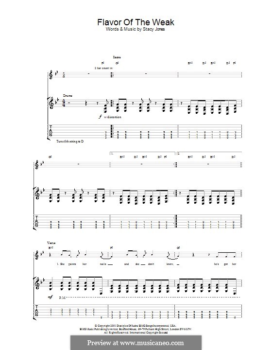 Flavor of the Weak (American Hi-Fi): Гитарная табулатура by Stacy Jones