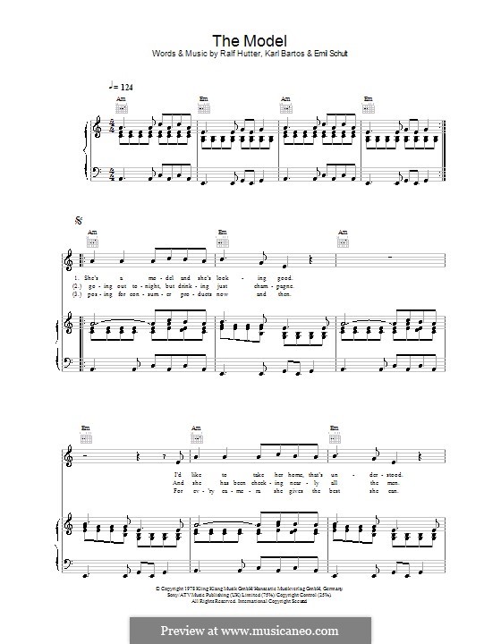 The Model (Kraftwerk): Для голоса и фортепиано (или гитары) by Emil Schult, Karl Bartos, Ralf Hütter