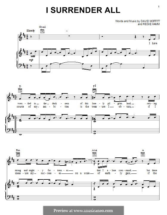 I Surrender All (Clay Crosse): Для голоса и фортепиано (или гитары) by David Moffitt, Regie Hamm