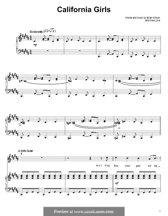 California Girls (The Beach Boys): Для голоса и фортепиано (или гитары) by Brian Wilson, Mike Love