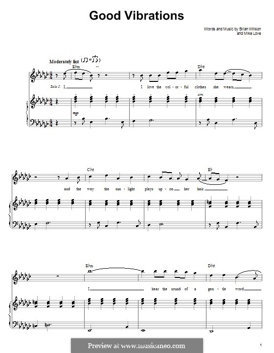 Good Vibrations (The Beach Boys): Для голоса и фортепиано или гитары (E Flat Minor) by Brian Wilson, Mike Love
