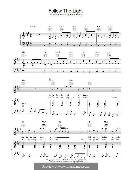 Follow the Light (Travis): Для голоса и фортепиано (или гитары) by Fran Healy
