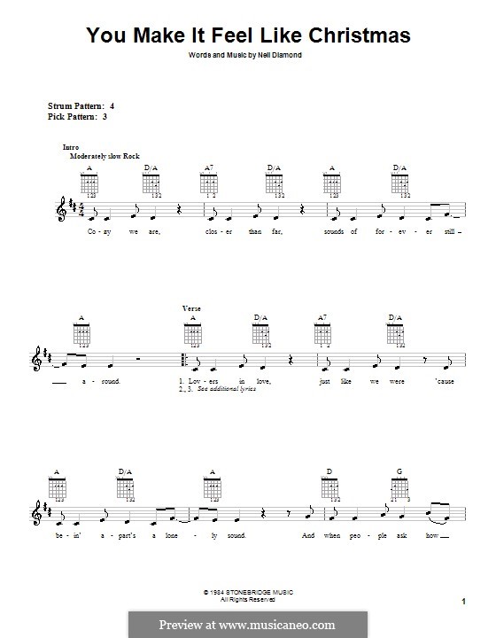 You Make It Feel Like Christmas: Для гитары (очень легкая версия) by Neil Diamond